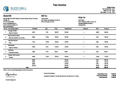Sleek Bill Invoice Format