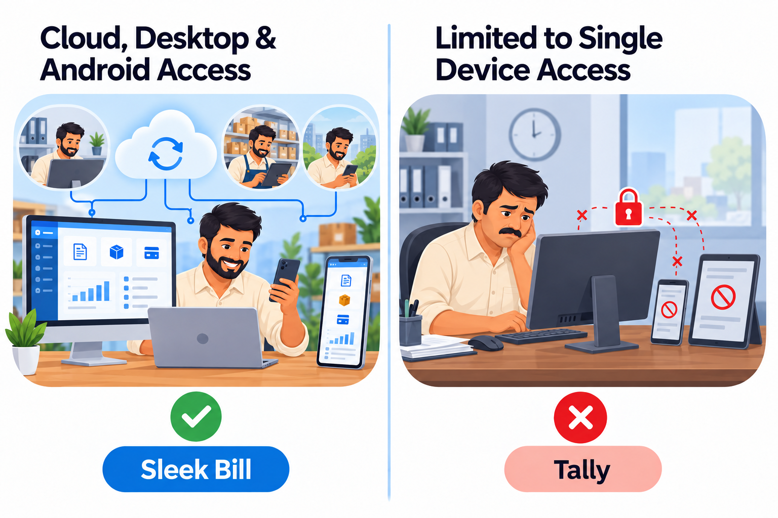 Sleek Bill cloud desktop and Android access