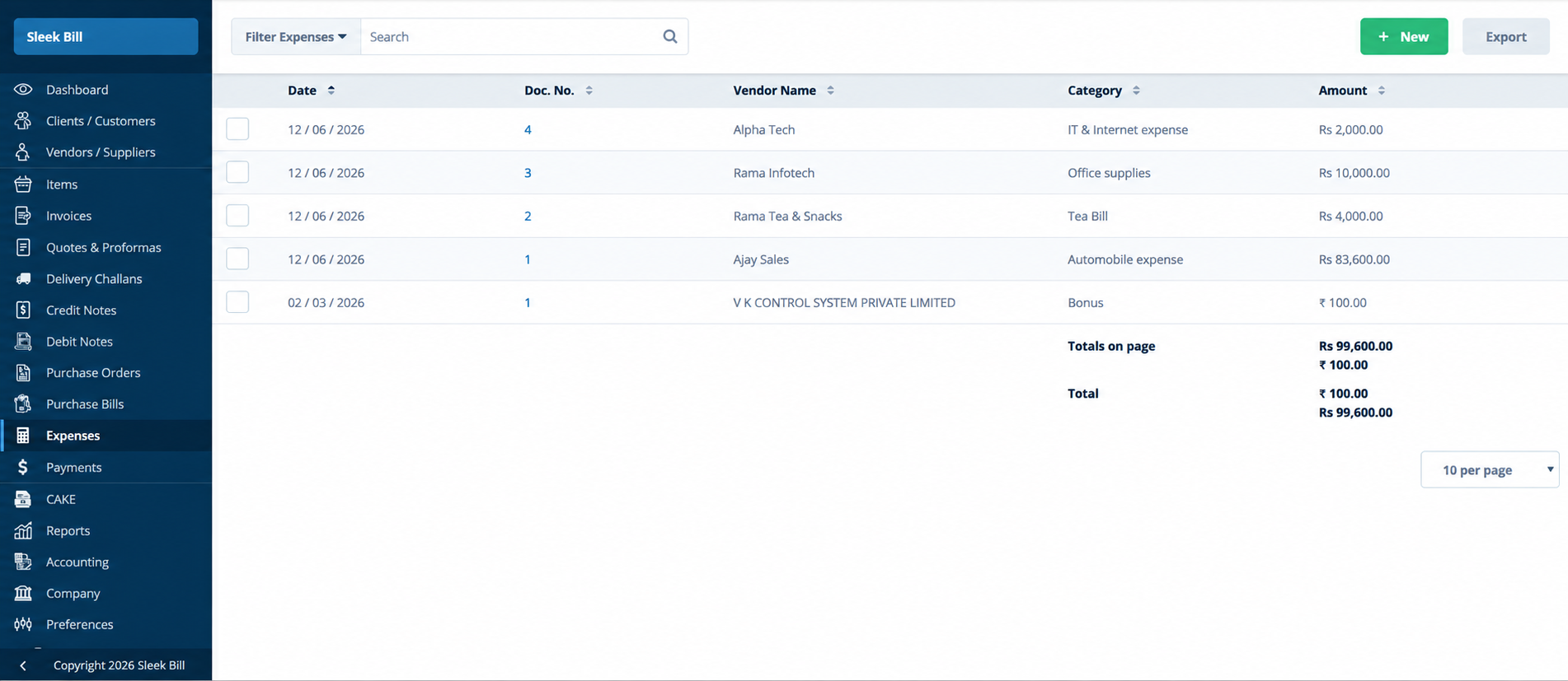 Sleek Bill expense management for MSMEs