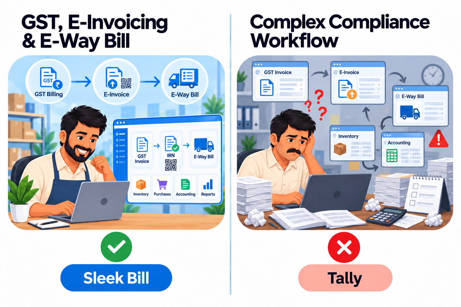 Sleek Bill GST e-invoicing and e-way bill features