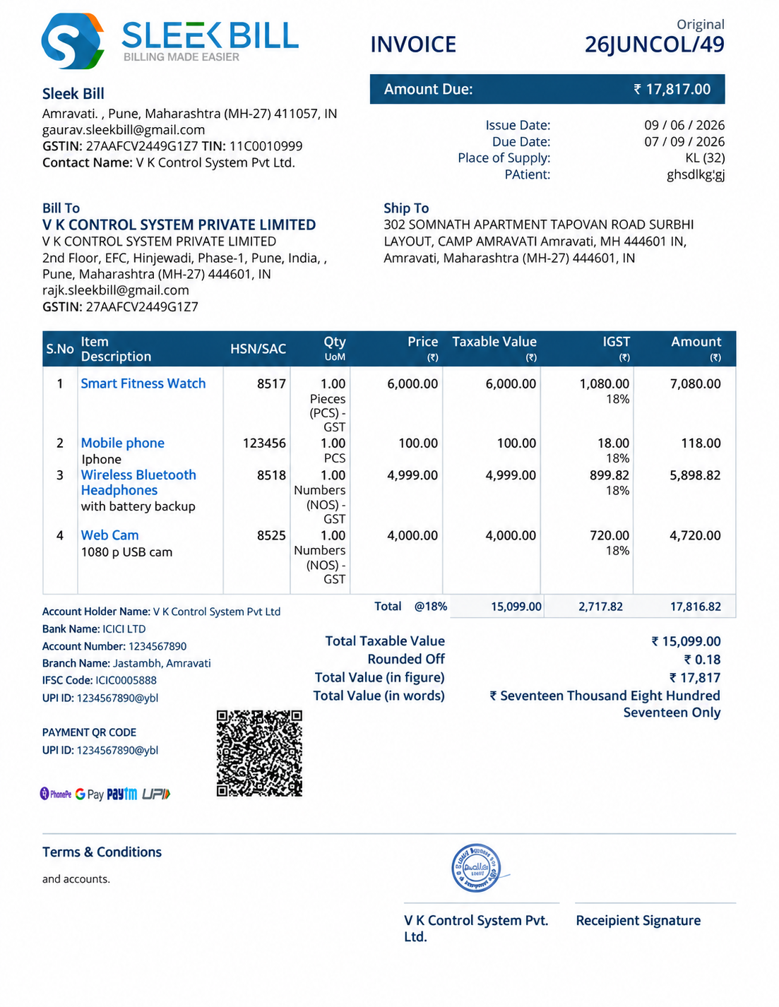 Sleek Bill Invoice template
