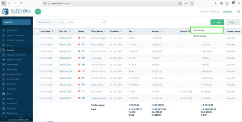 Sleek Bill Dashboard
