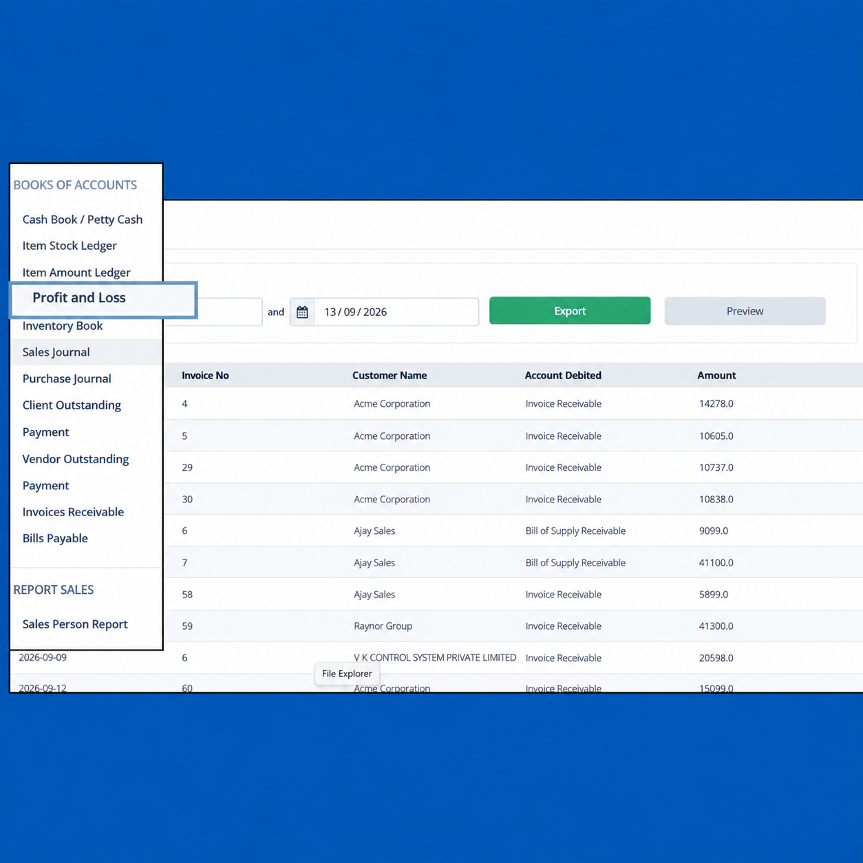 Sleek Bill Profit and Loss Reports
