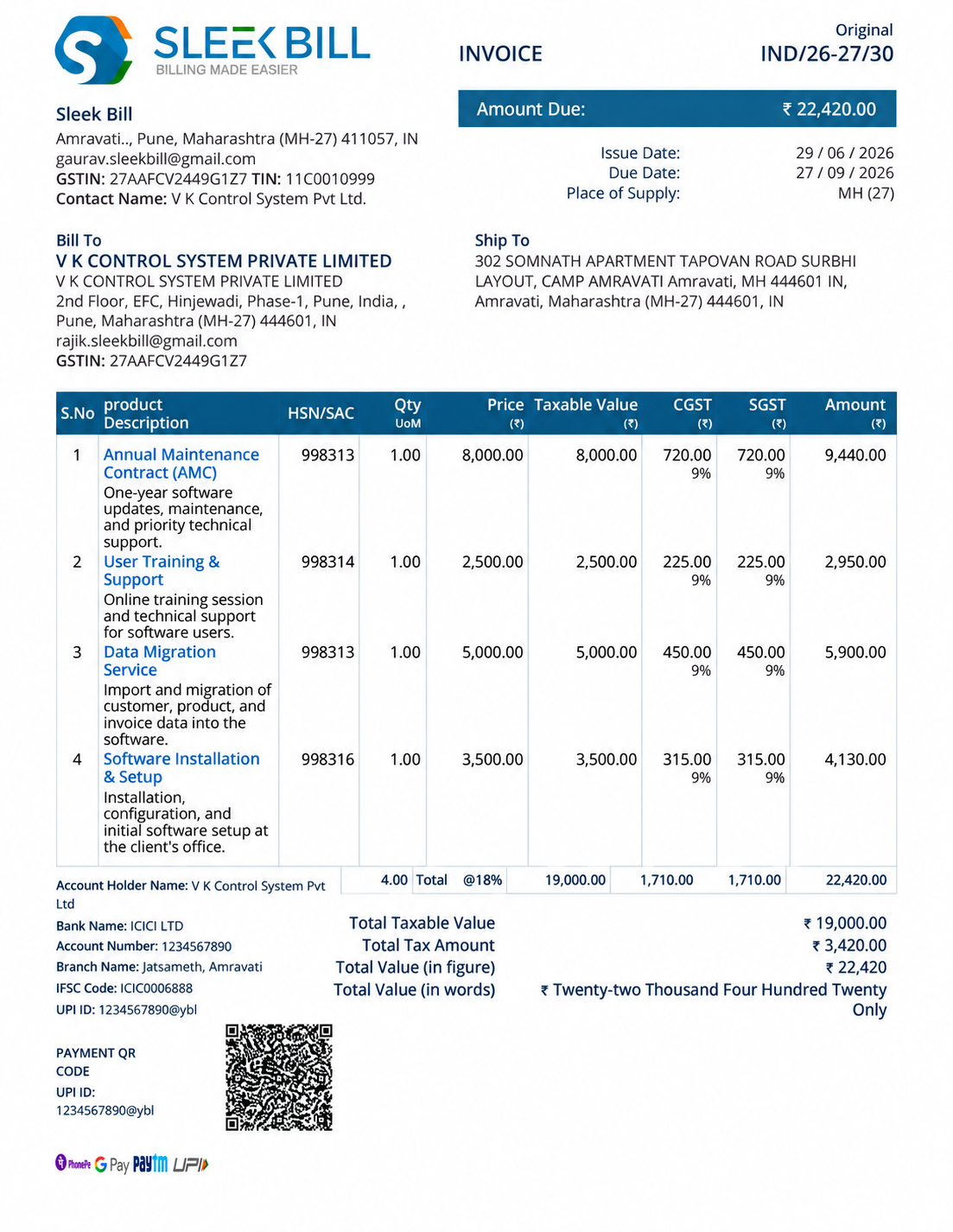 Sleek Bill Service Invoice